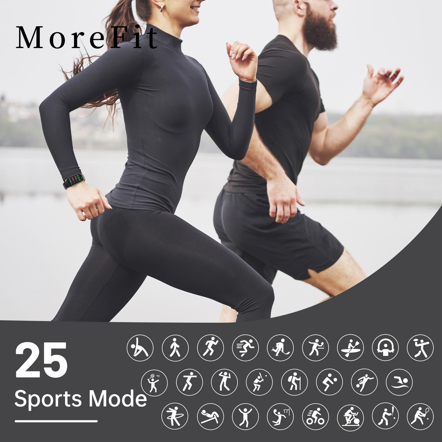 MoreFit Fitness Tracker with Heart Rate, Sleep Tracking, Blood Pressure and Blood Oxygen SpO2, 1.47" Touch Screen Activity Tracking IP77 Waterproof Smart Watch for Women Men