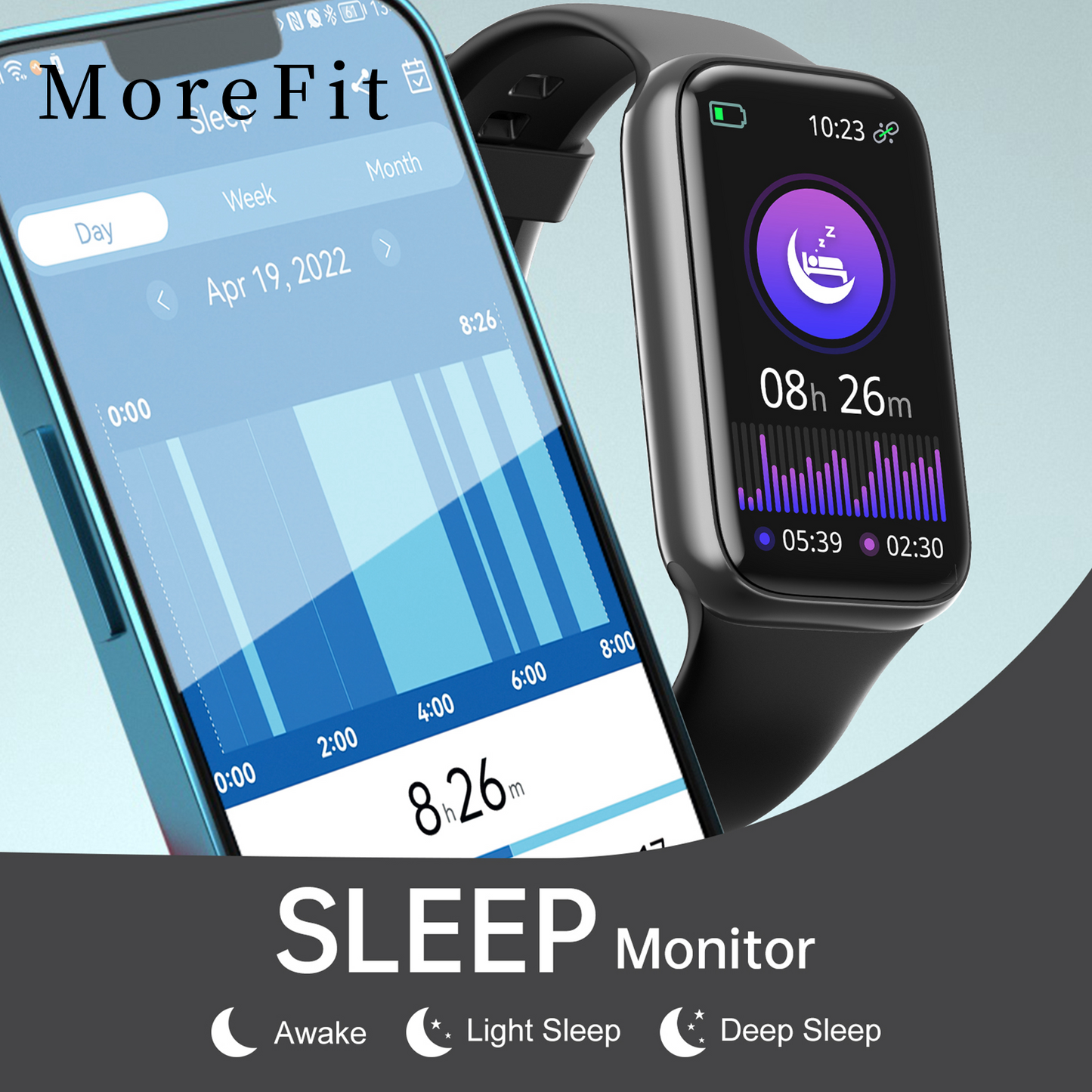 MoreFit Fitness Tracker with Heart Rate, Sleep Tracking, Blood Pressure and Blood Oxygen SpO2, 1.47" Touch Screen Activity Tracking IP77 Waterproof Smart Watch for Women Men