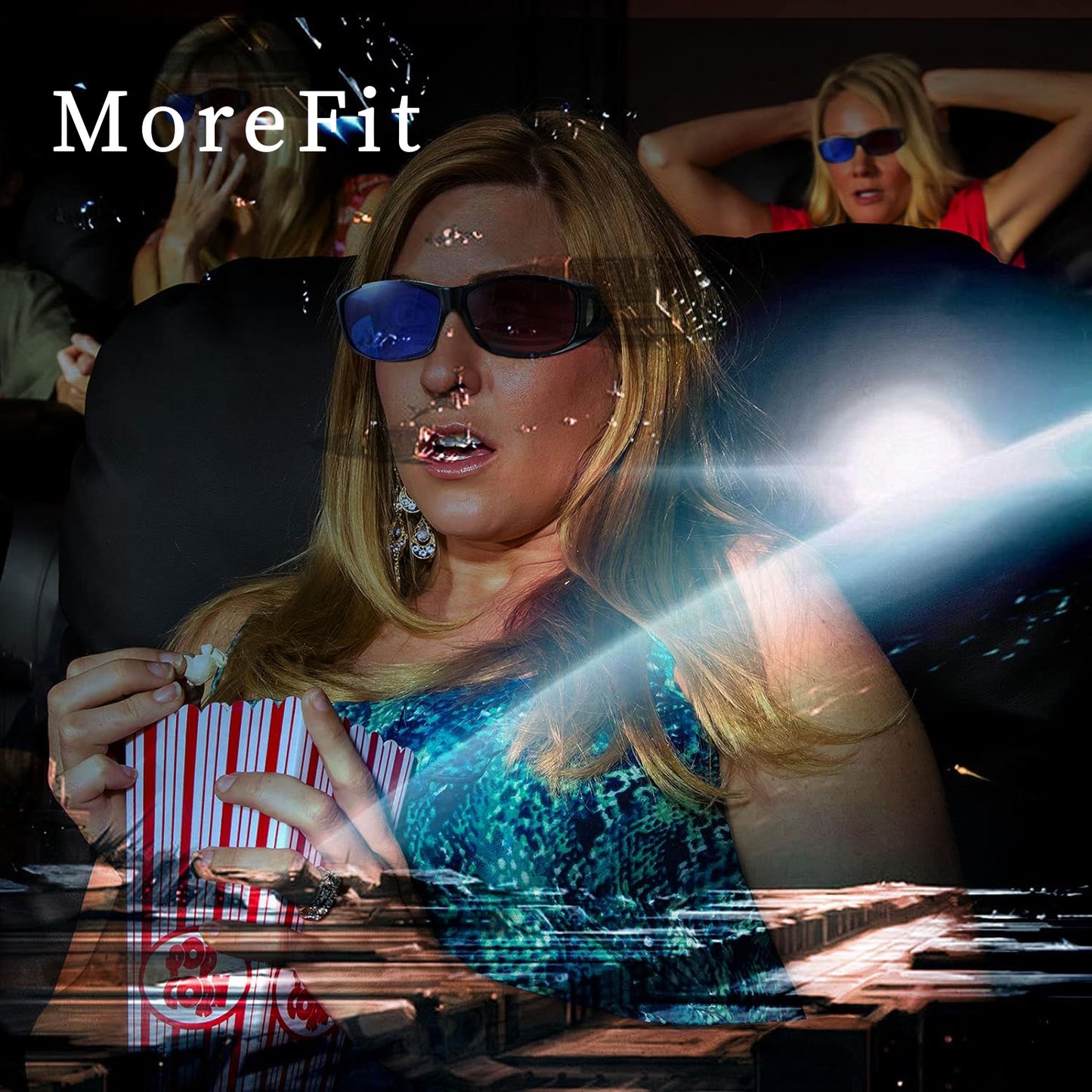 MoreFit 2 Pieces 3D Movie Game Glasses 3D Red Blue Glasses for 3D Movies Games, 3D Viewing Glasses, Light Simple Design(Black)